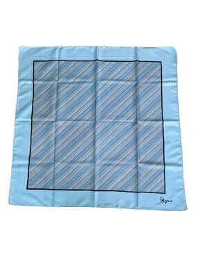 Elsa Schiaparelli Vintage Scarf 26” – Light Blue Square, Signed, Diagonal